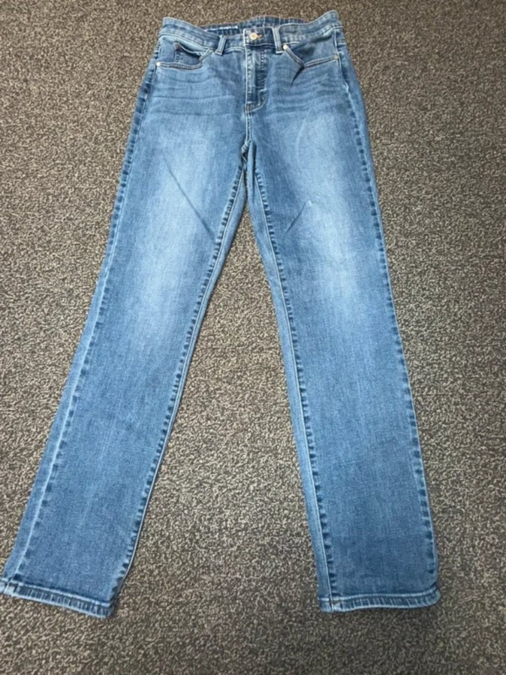 Medium Wash High Rise Straight Leg Denim Jeans